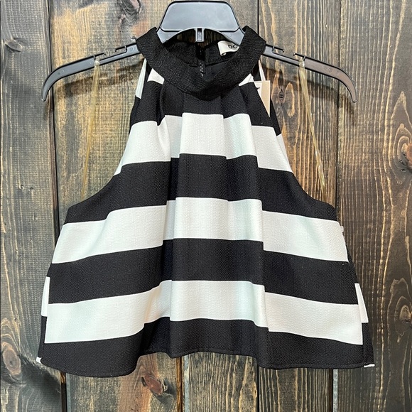 DO+BE Tops - NWT Do+Be Crop Top S Halter Black White Pleated Dressy Striped Overlay‎ Cocktail